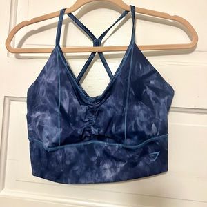 Gym Shark Long Line Blue tye dye Sports Bra
